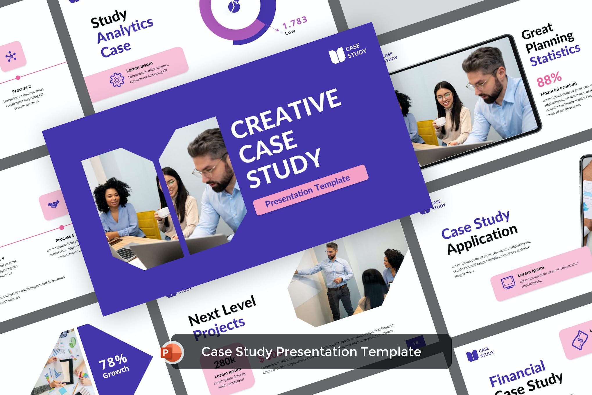 Purple Case Study PowerPoint Template