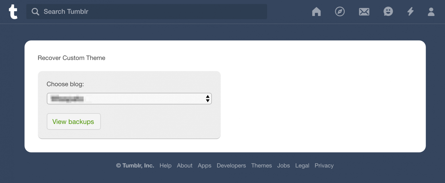 Recover your Tumblr Theme - Blog Selection