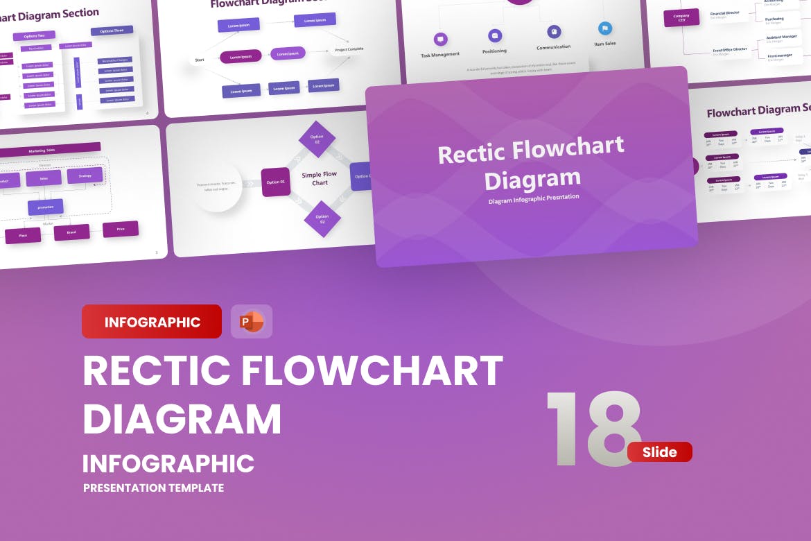 Rectic Flowchart Infographic PowerPoint Template