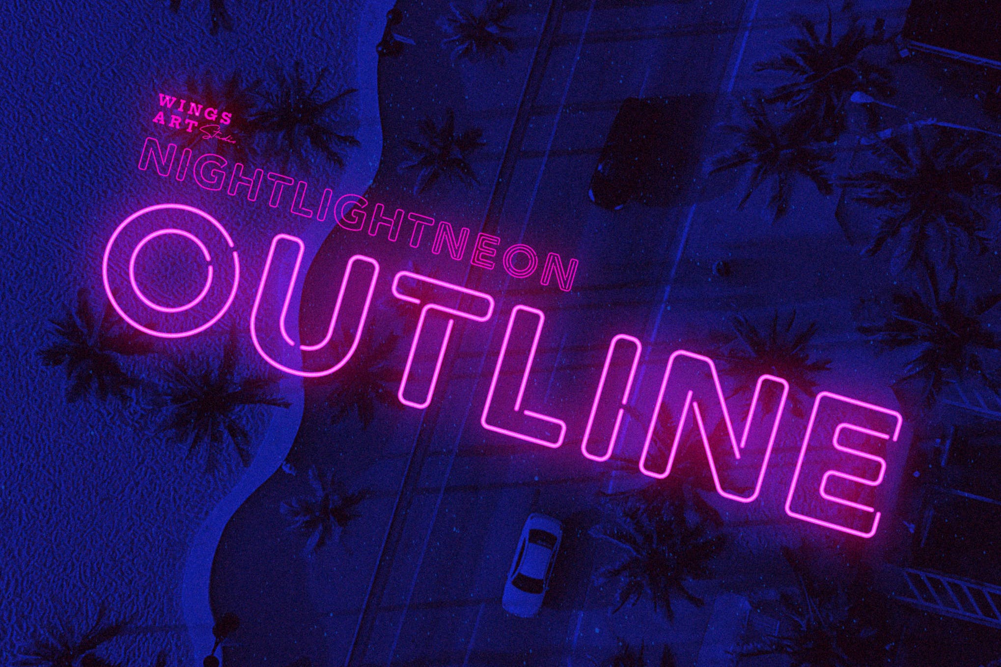 Retro Neon Outline Style