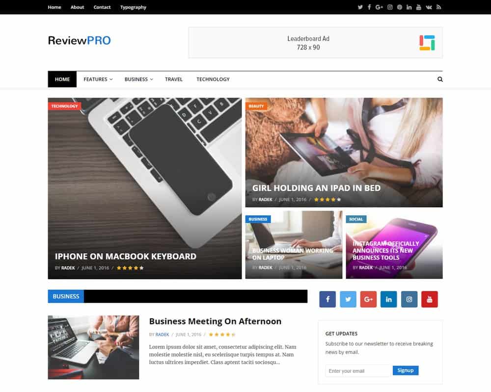 review pro theme