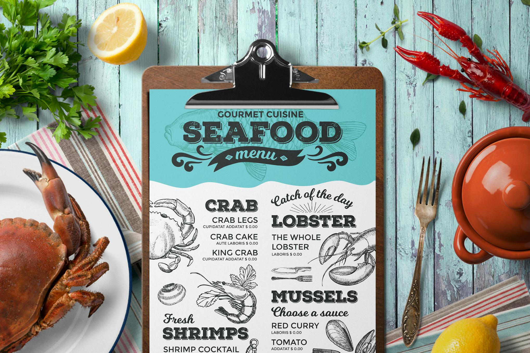 Seafood Menu Template