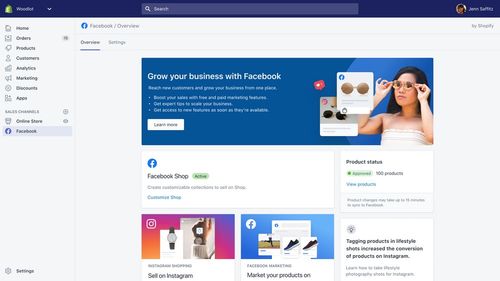 shopify apps - facebook channel