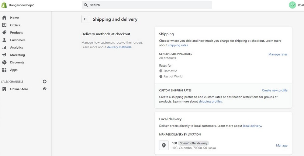 shopify shipping