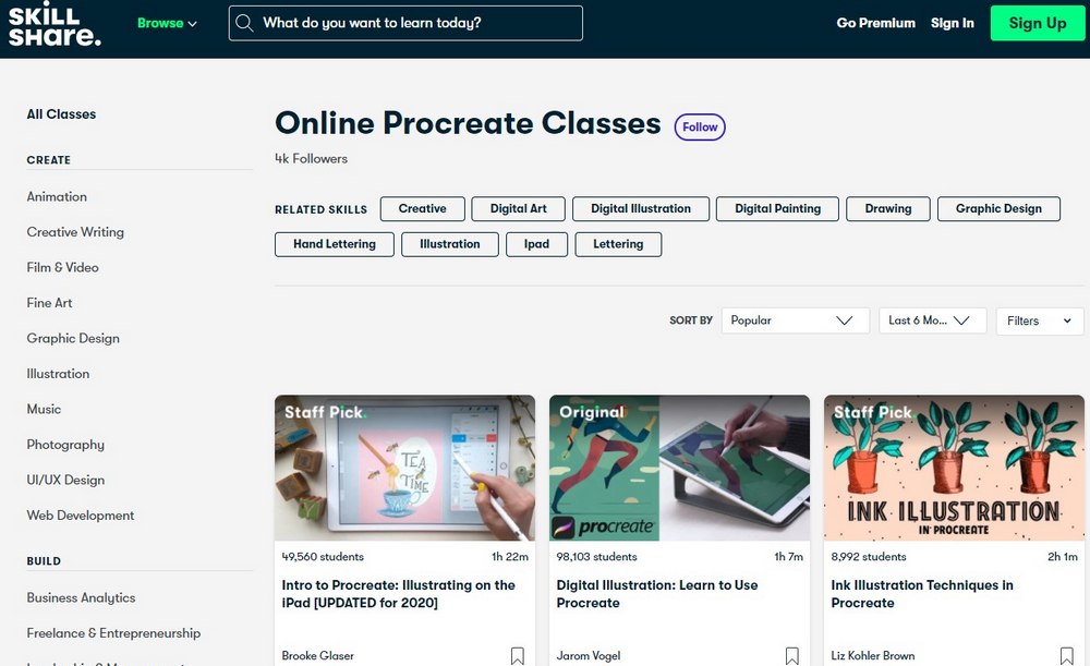 skillshare procreate courses