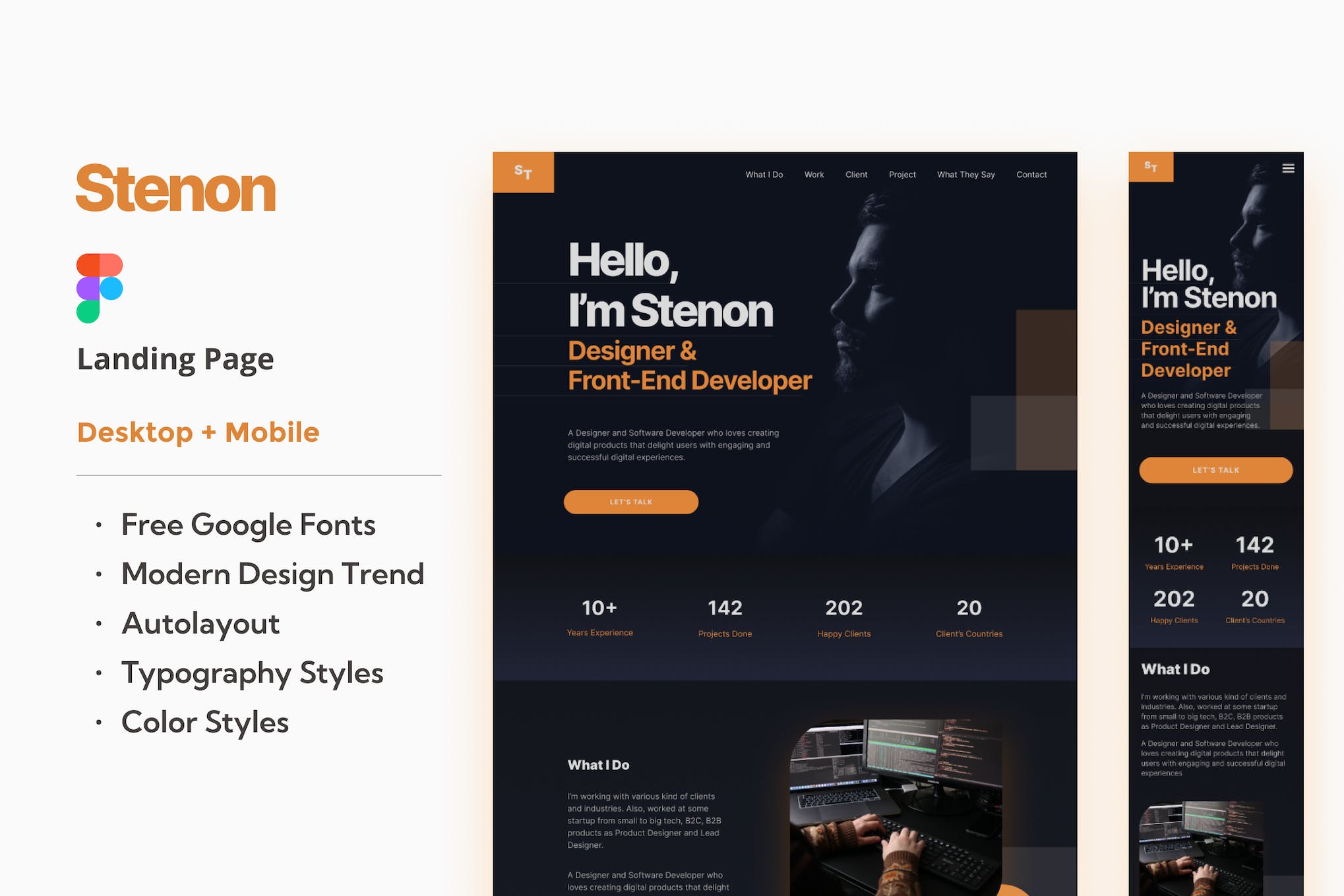 Stenon - Personal Landing Page Figma template