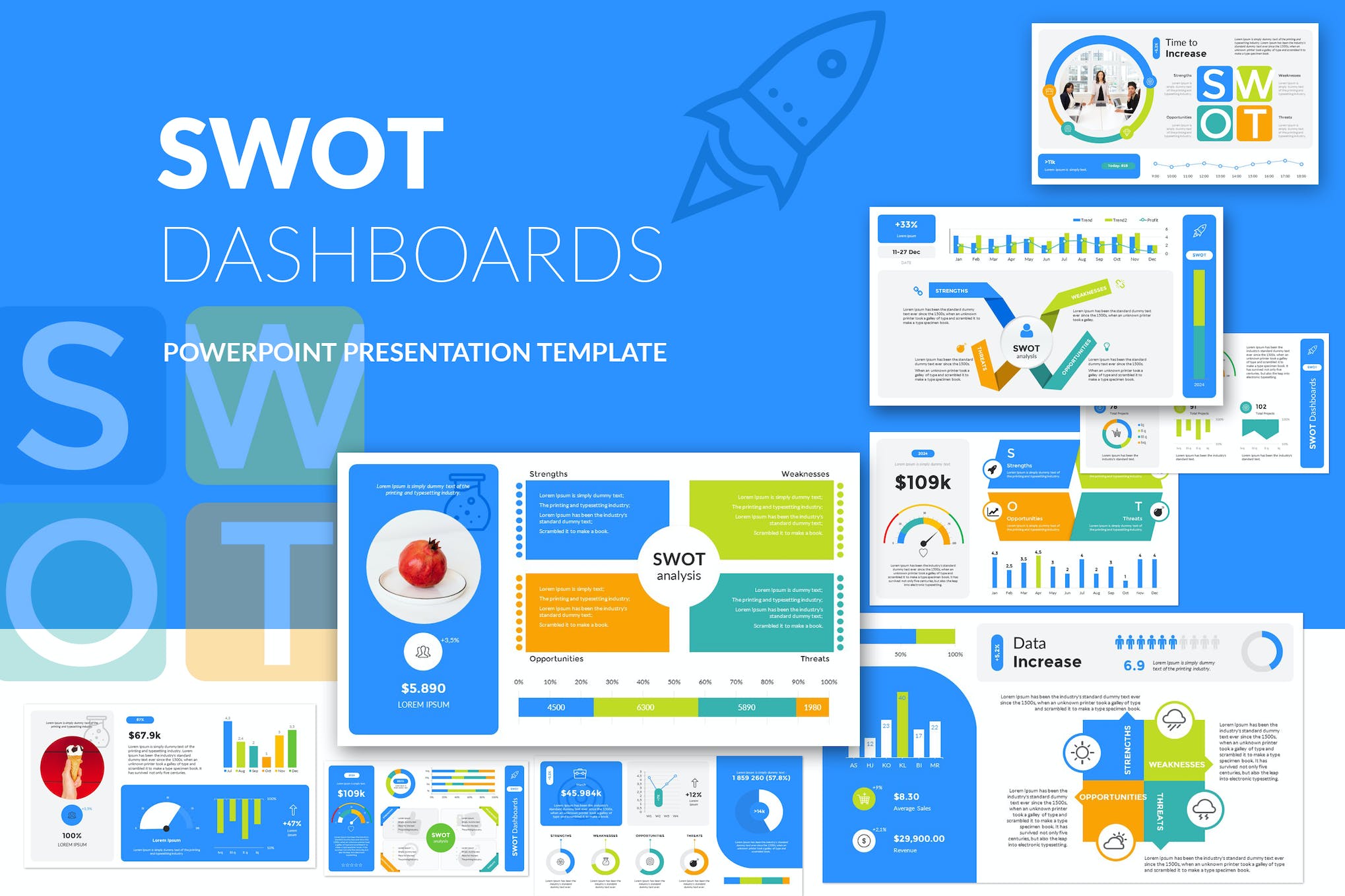 SWOT Dashboards PowerPoint Presentation Template