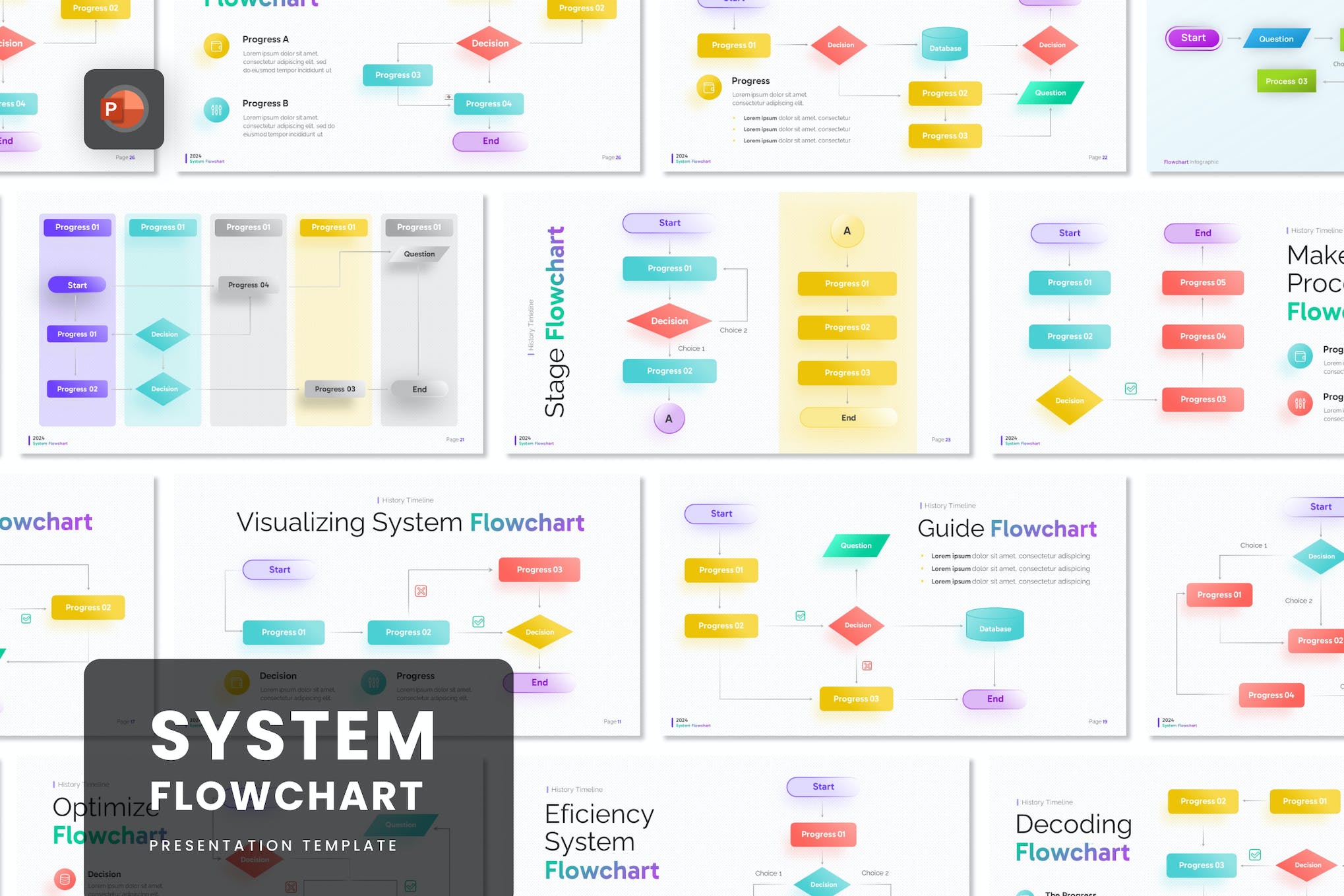 System Flowchart Diagram PowerPoint Infographic