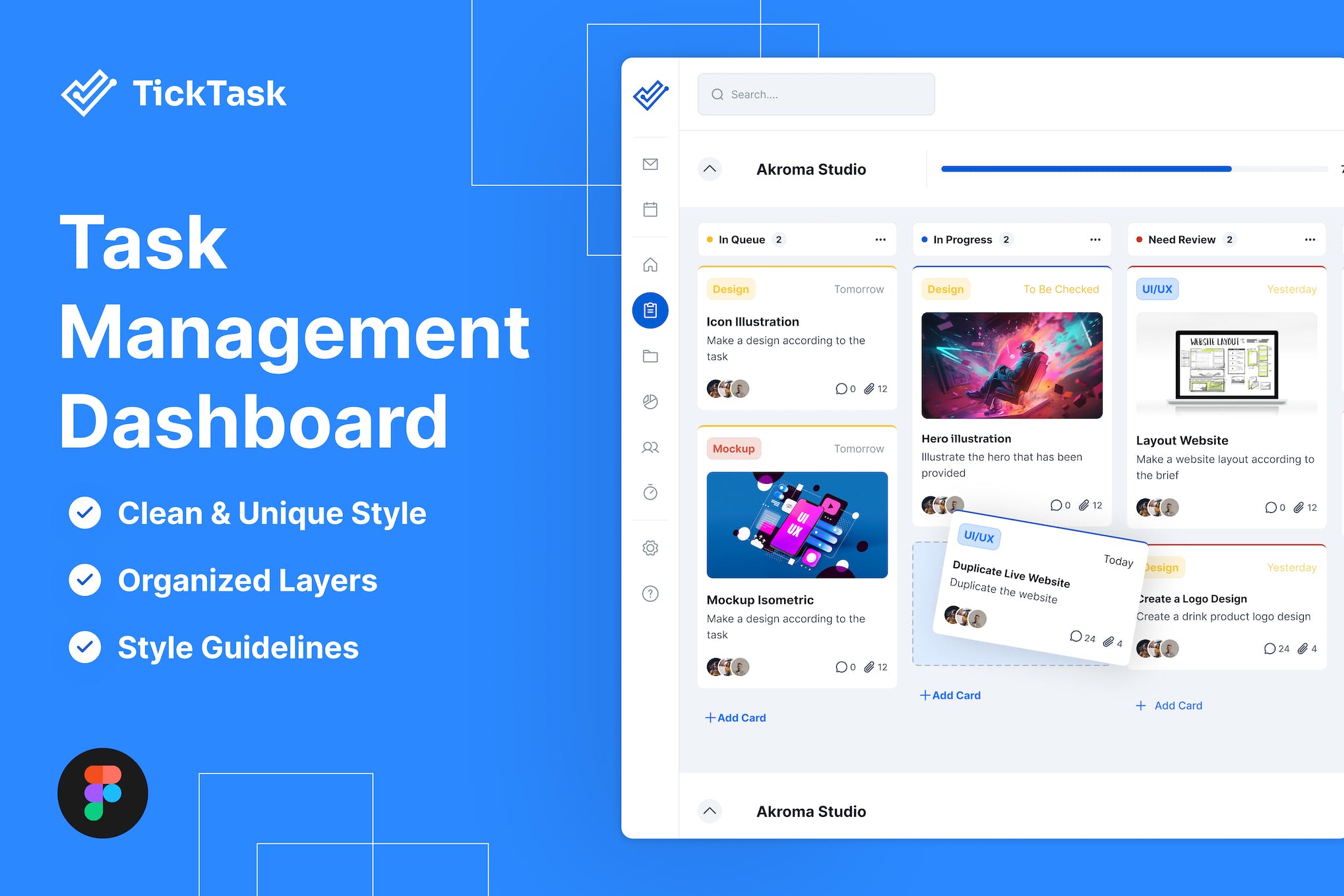 Ticktask - Task Management Figma Dashboard UI Kit