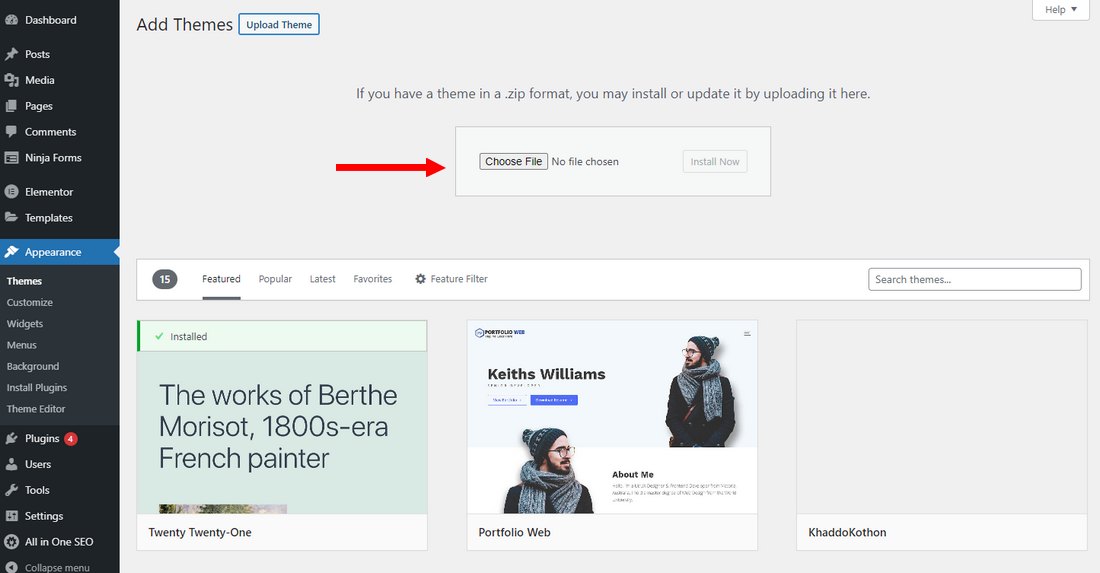 upload theme