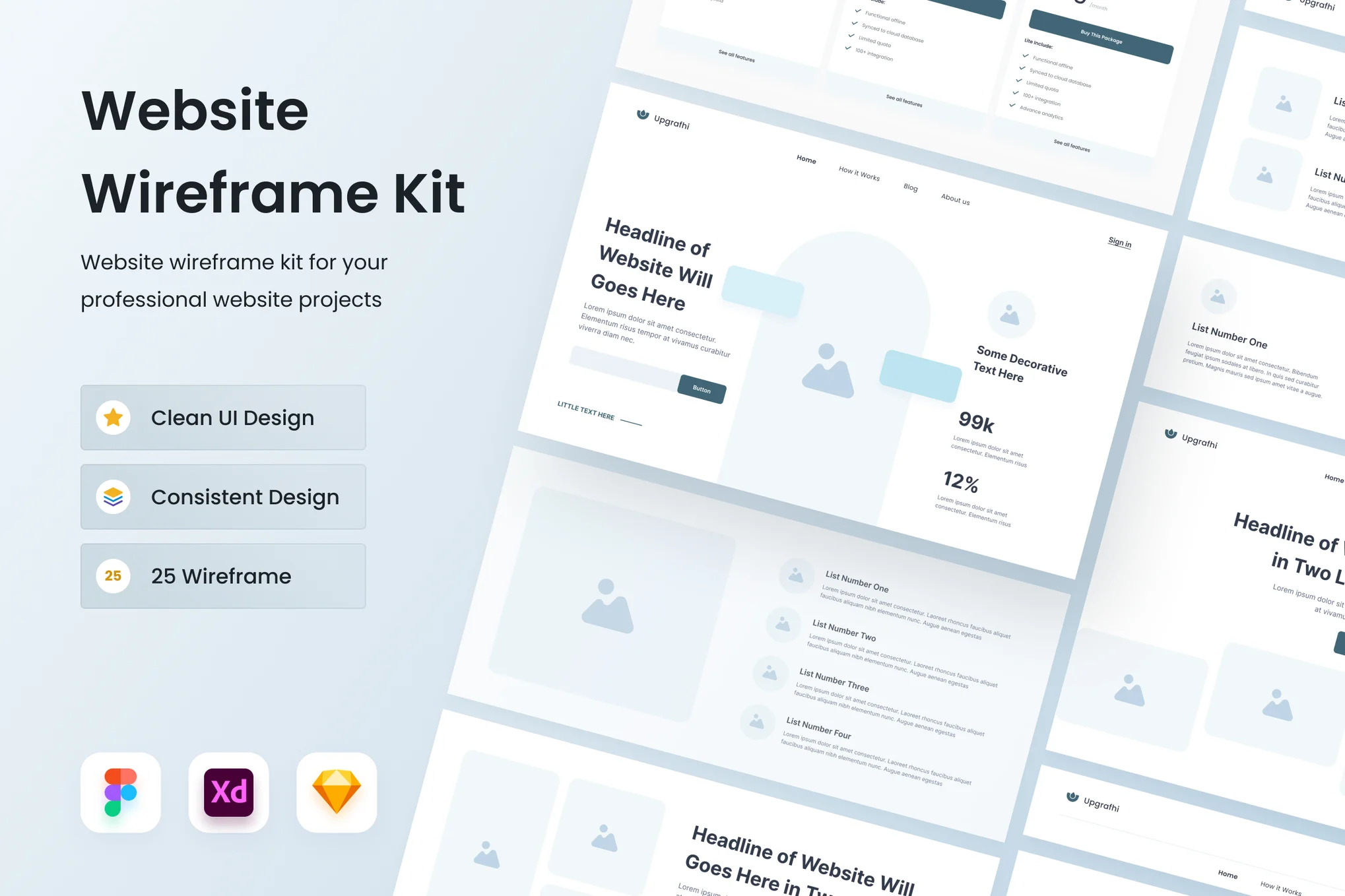 Website Wireframe Kit for Sketch